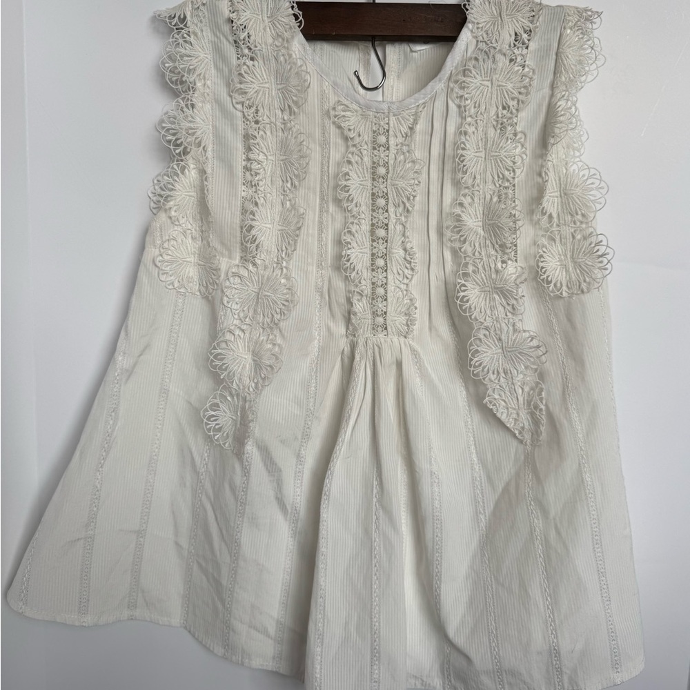 CHICWISH Women's white lace tank top Large